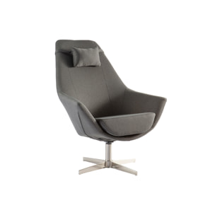 Fauteuil pivotant design en tissu gris foncé et acier chromé AMADEO