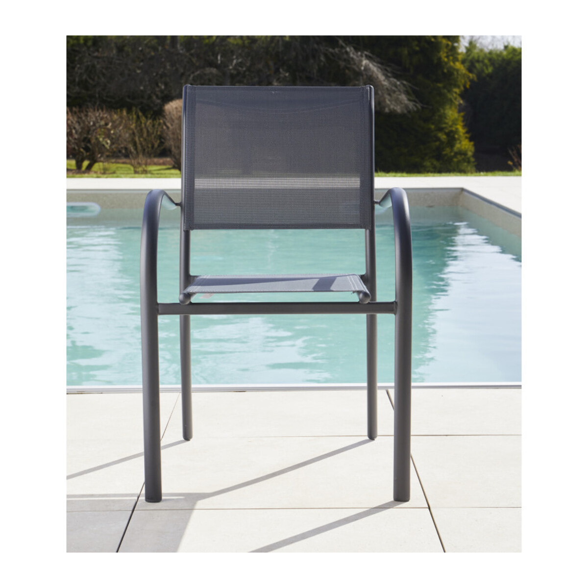 Ensemble table et chaises de jardin  - Gris anthracite et Lin - HONFLEUR BEZIERS