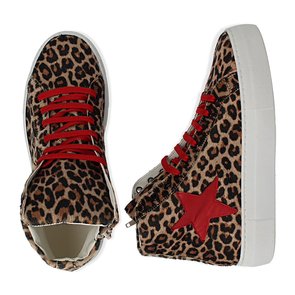 Sneakers leopard in microfibra con gambale alto