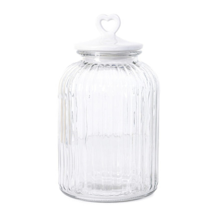 Barattolo in vetro con tappo in ceramica a cuore, contenitore alimenti trasparente, ideale per zucchero caffè biscotti e pasta, design elegante e pratico, organizer cucina resistente, facile da pulire