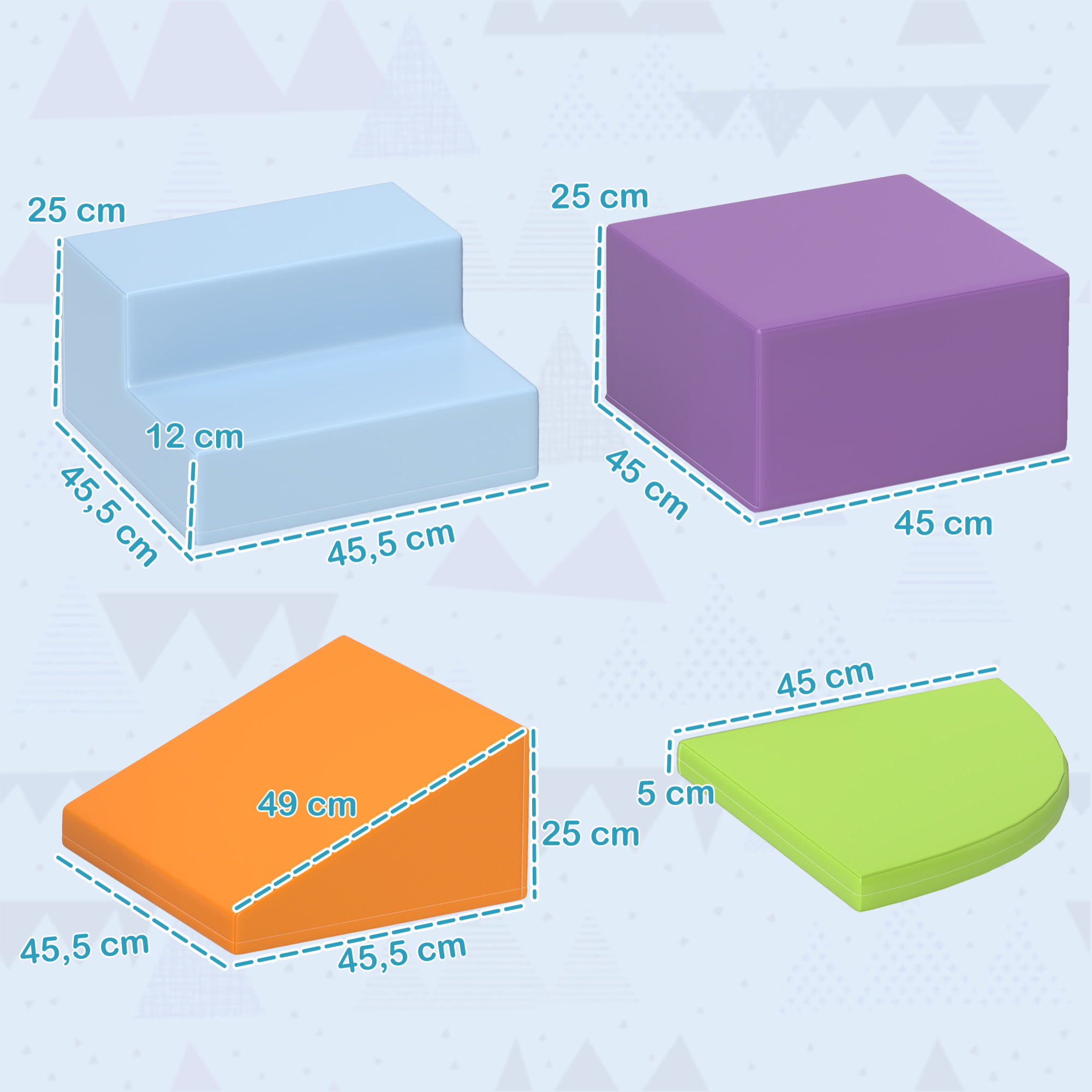 4 blocs de construction en mousse XL - modules de motricité - certifiés normes EN71-1-2-3 - mousse EPE revêtement PU orange