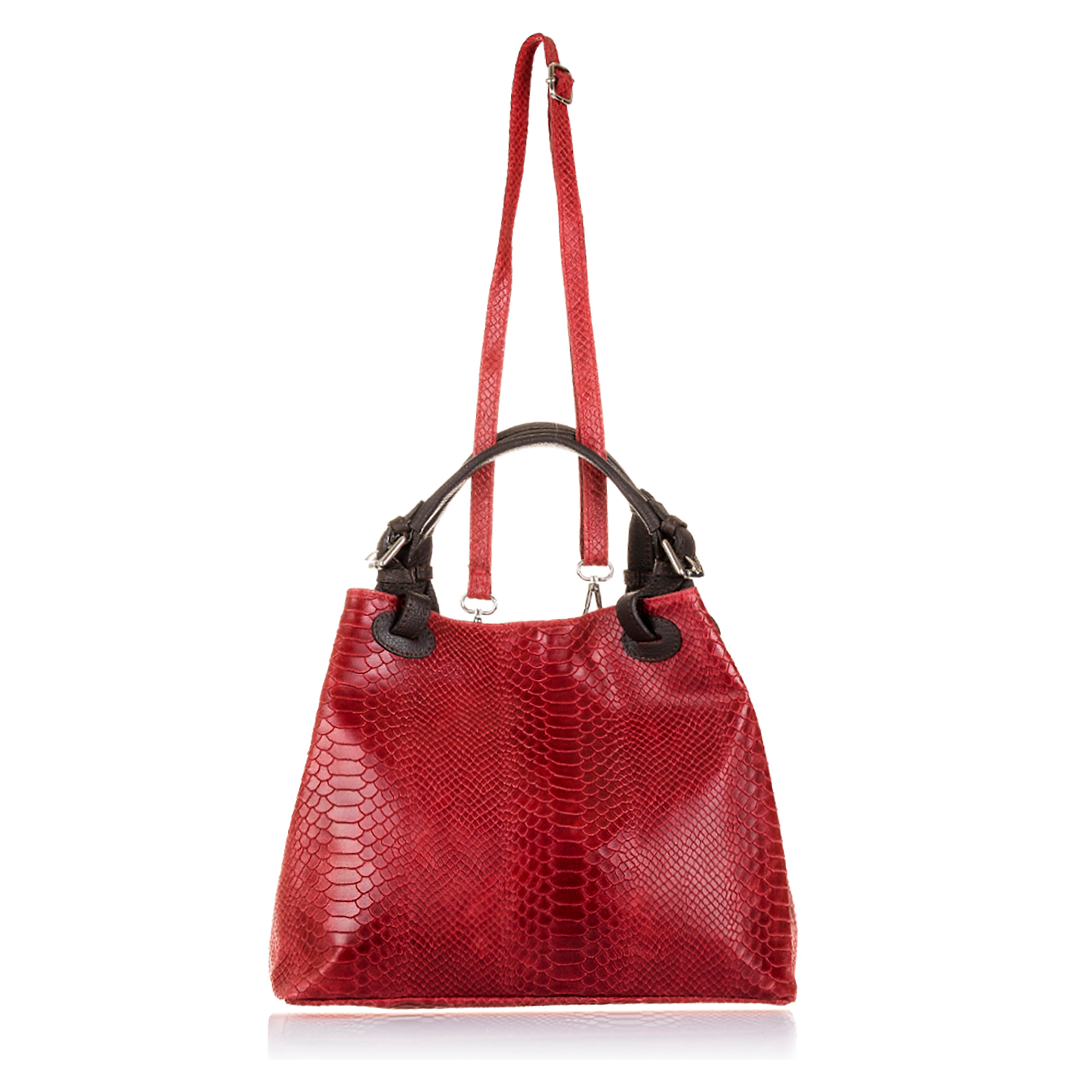 Emanuela Borsa tote Donna.Pelle autentica Camoscio Inciso Serpente