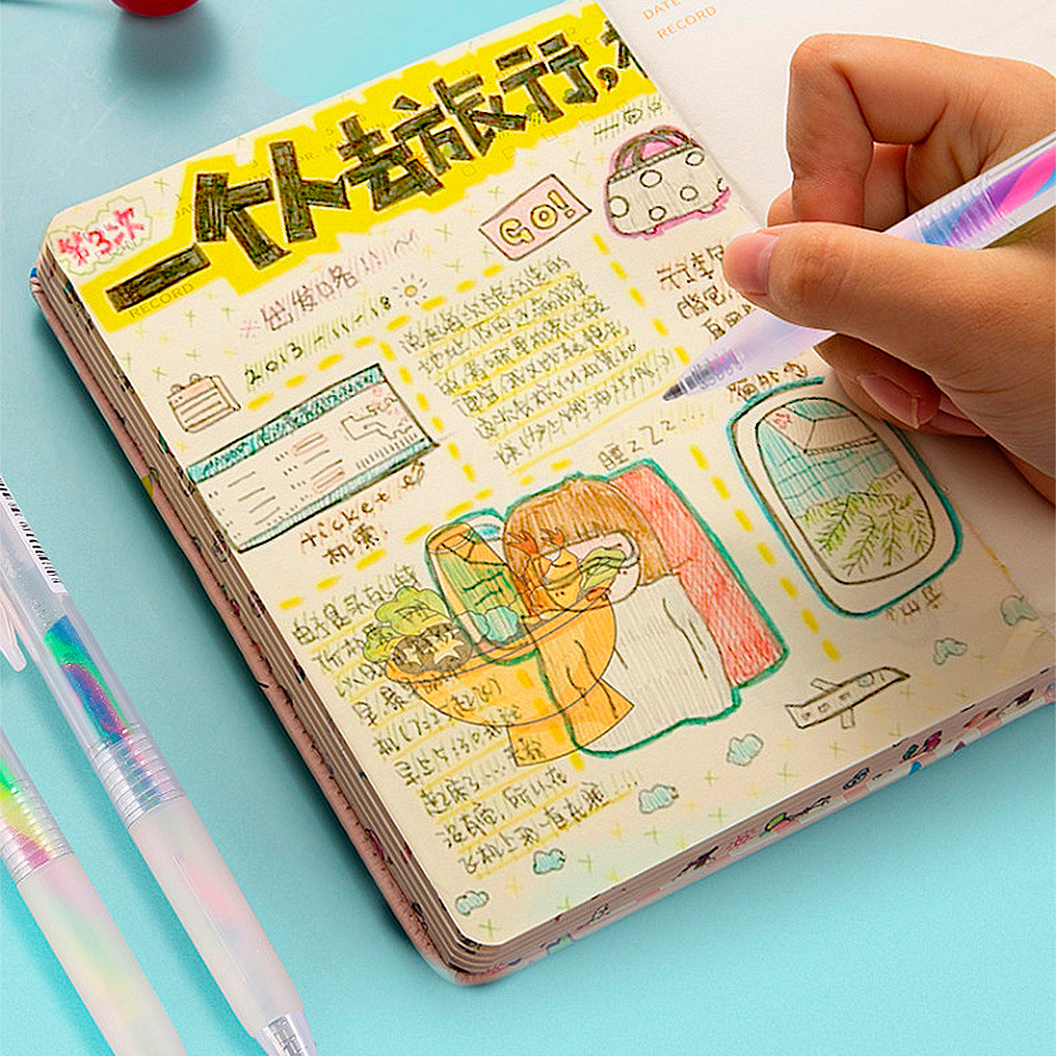 Set di 6 pennarelli gel 1,0 mm Magic Rainbow retrattili