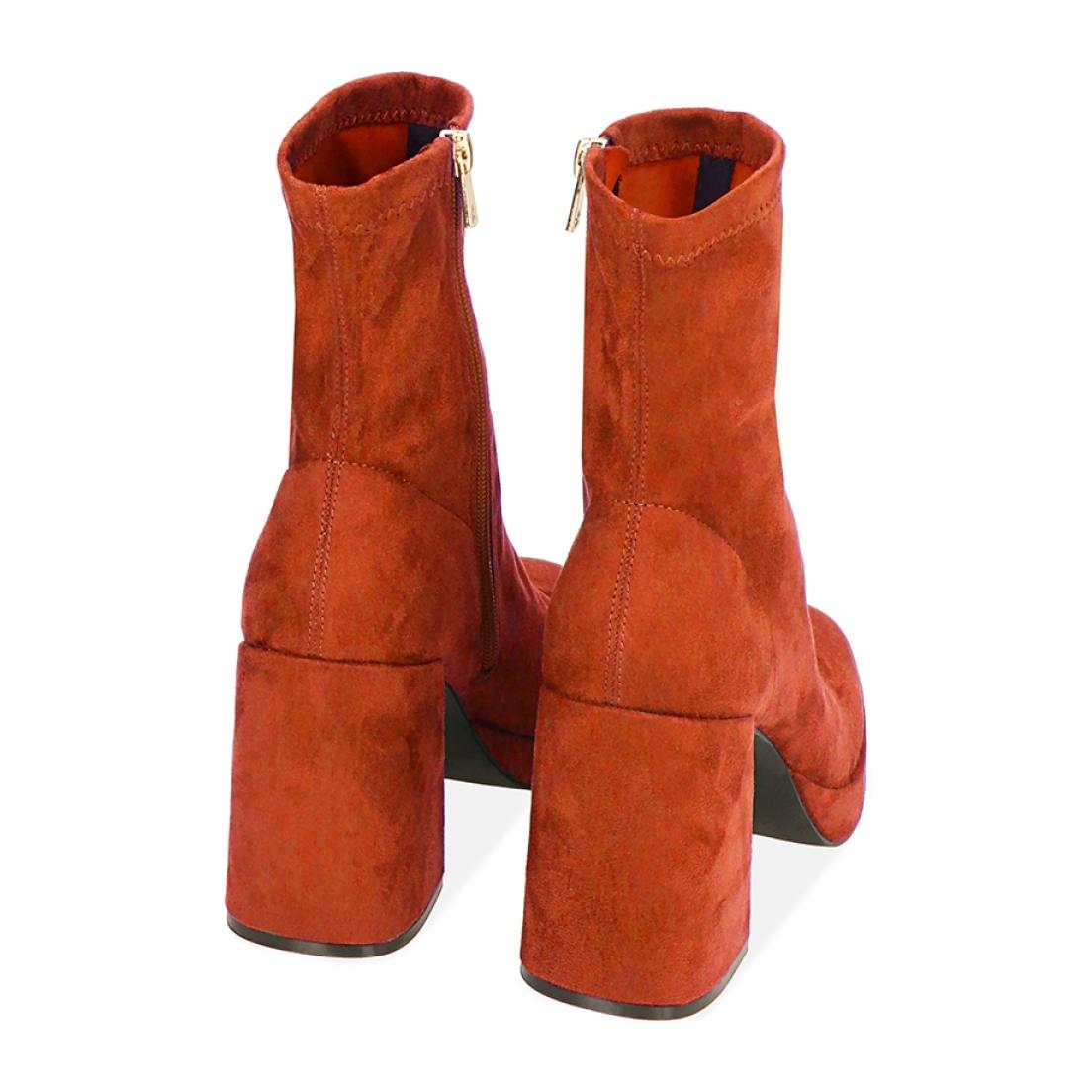 Ankle boots platform arancio in microfibra, tacco 9,5 cm