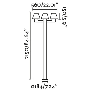 MISTU Lampadaire extérieure gris foncé 3XE27