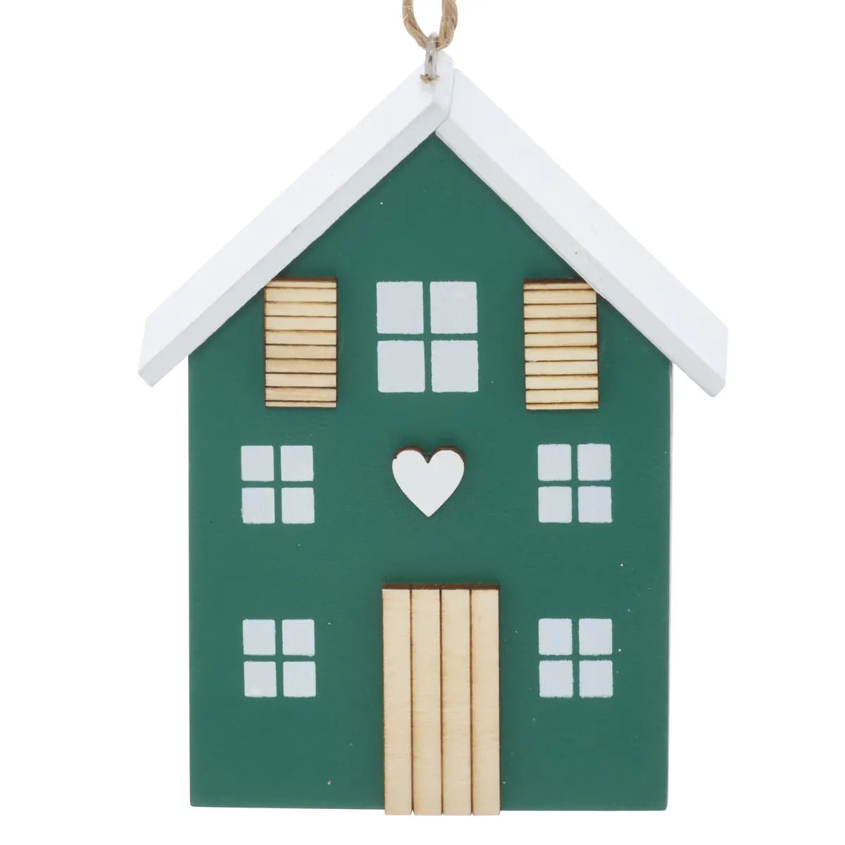 Suspension de sapin maison en bois rouge et vert 10 cm
