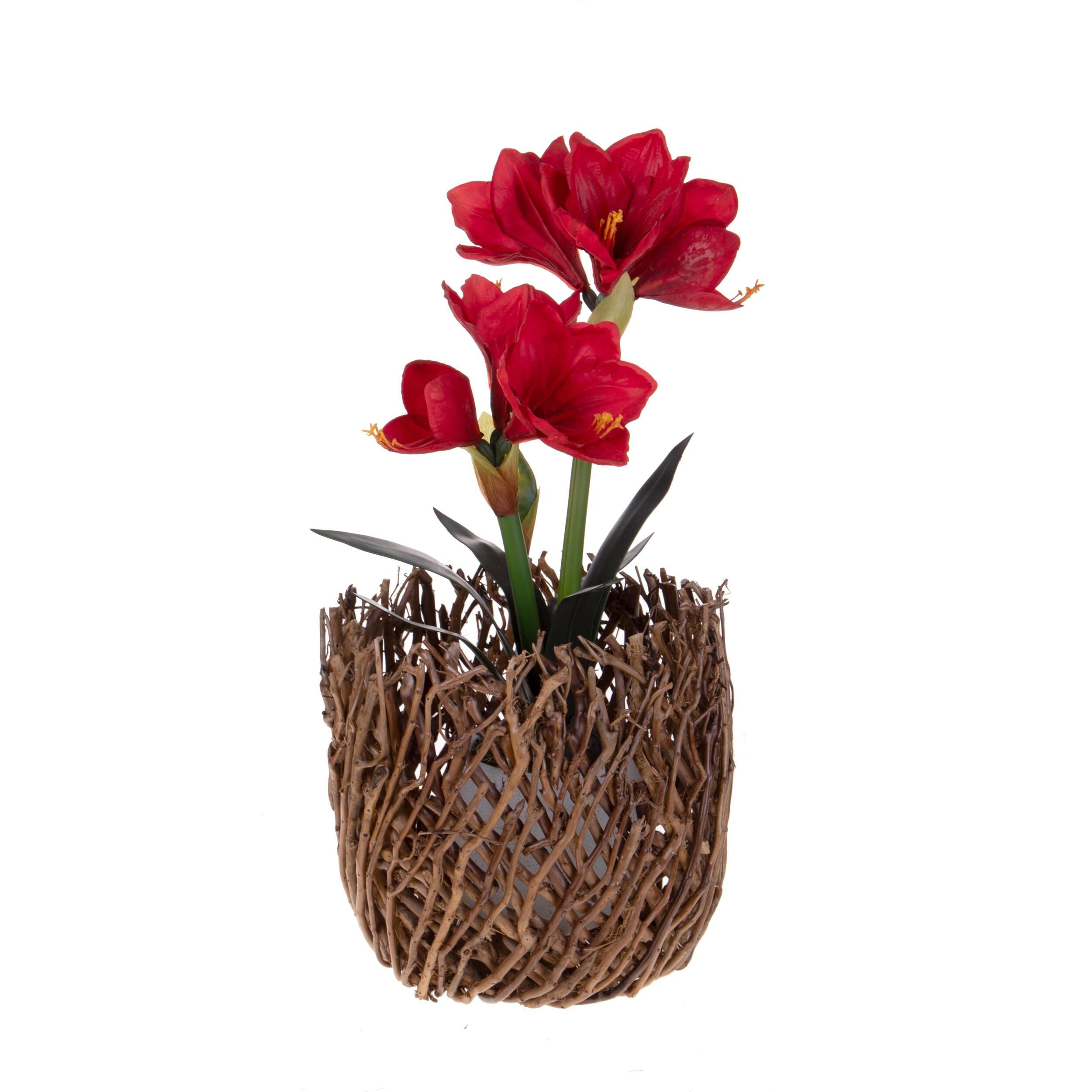 Set di 2 cachepot con stecchi naturali - Pezzi 1 - Marrone - 33XH30X33cm - Bianchi Dino