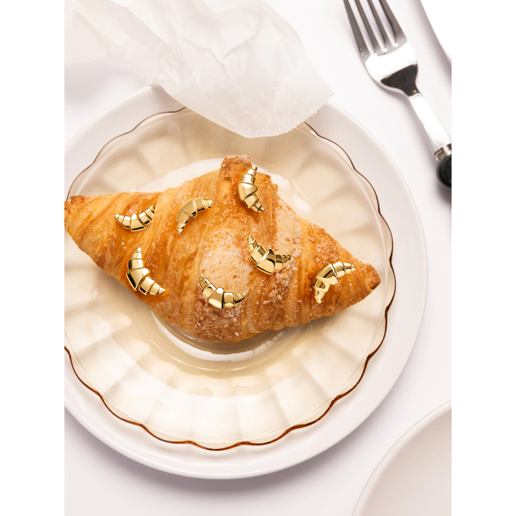 Pendiente Suelto Croissant Baño Oro