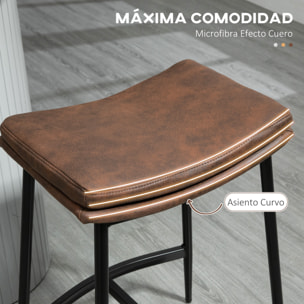 Conjunto de 2 Taburetes Altos de Cocina Sillas Altas de Cocina sin Respaldo con Estructura de Acero Estilo Industrial Carga 120 kg para Bar Salón Comedor Marrón