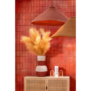 J-Line vase Rayures - jonc de mer - naturel/terracotta - 52 cm de hauteur