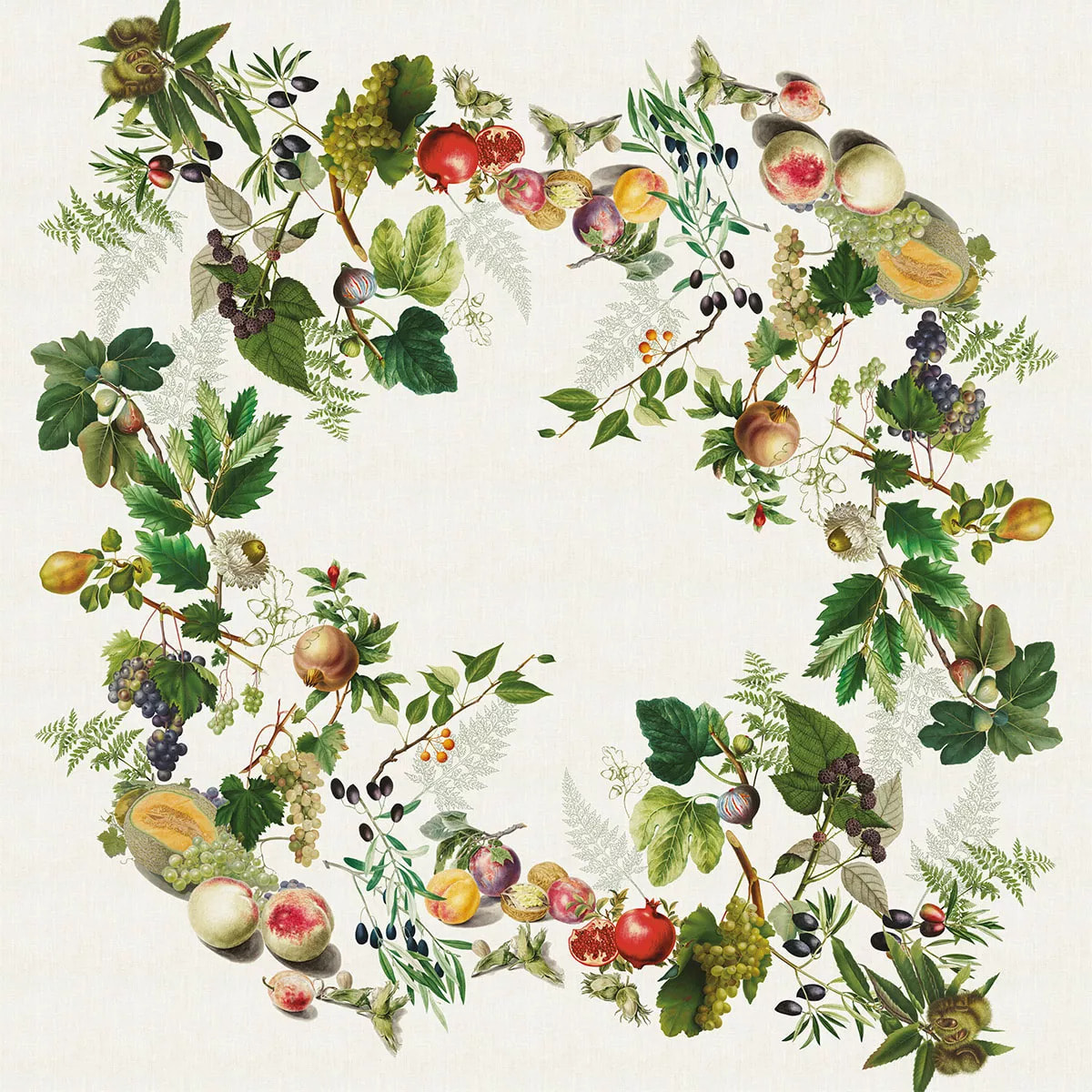 Nappe lin & coton lavé 190 g/m² imprimé multicolore Abondance d'automne naturel