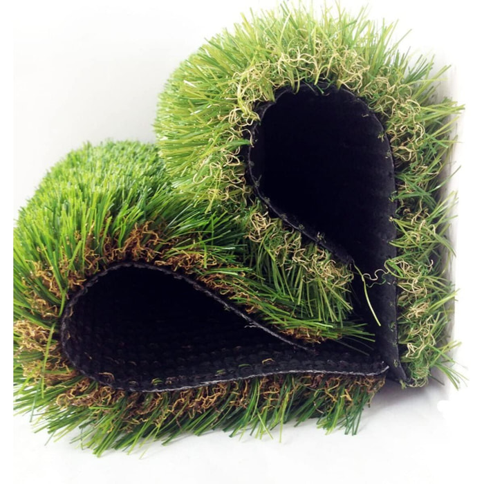 Prato Sintetico Manto Erboso Erba Finta Realistica Giardino 4 Sfumature di Colore Tappeto Erboso Sintetico Anti UV Atossico Drenante 20mm 2x15mt 30mq