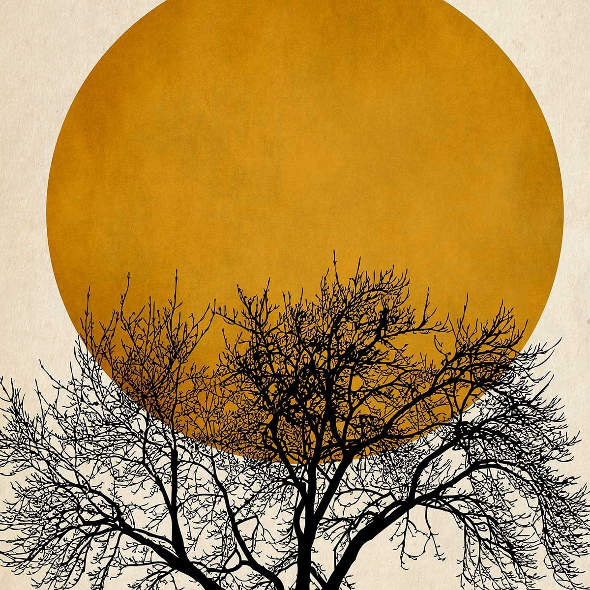 Affiche dessin ""arbre et sérénité"" Affiche sous cadre noir