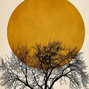 Affiche dessin ""arbre et sérénité"" Affiche sous cadre noir