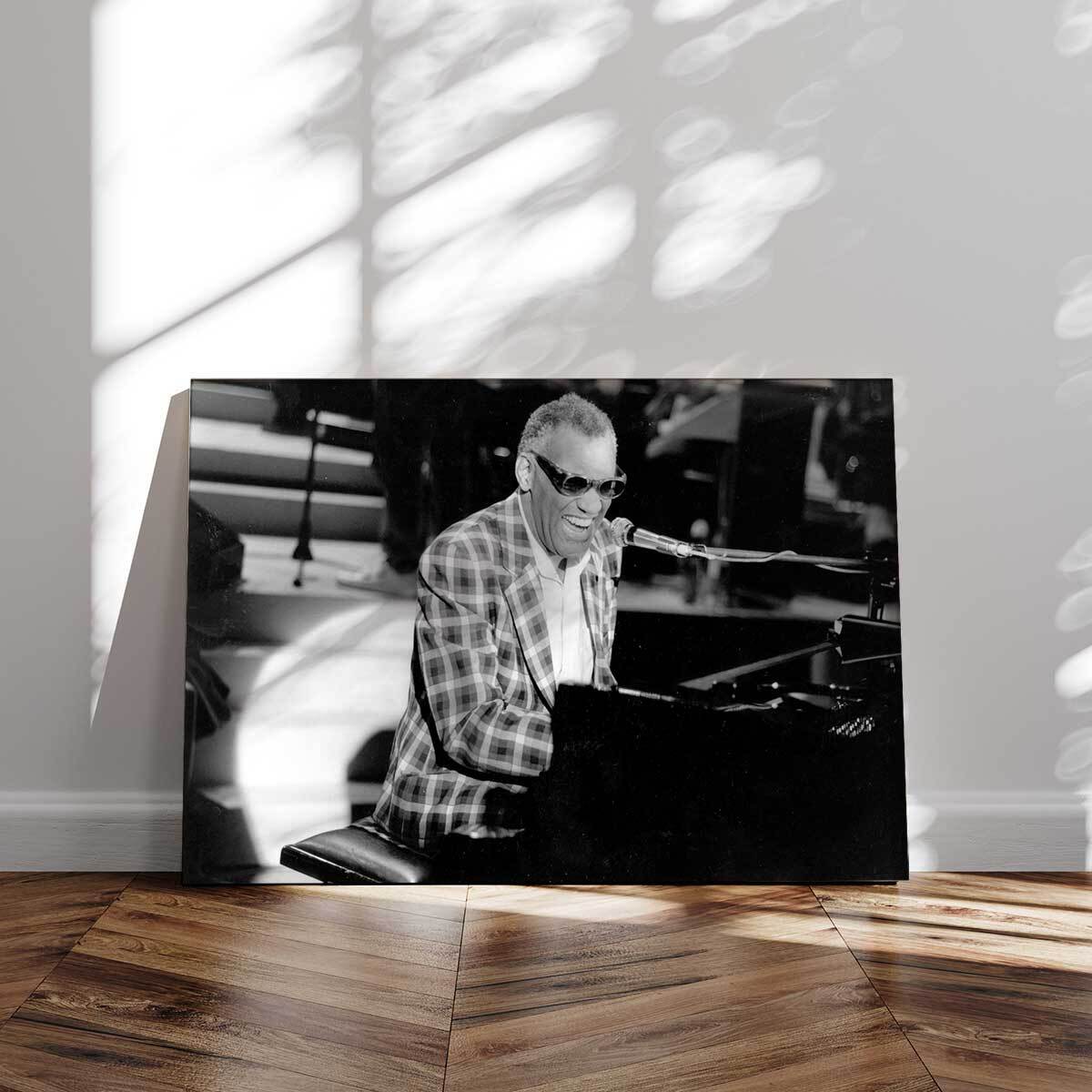 Tableau chanteur Ray Charles au piano en 1982 Tableau alu Dibond