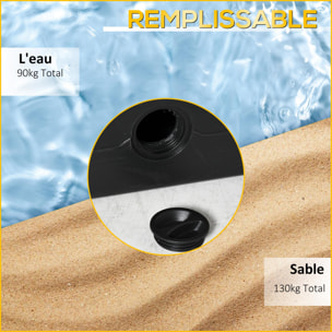 Lot de 4 poids de lestage avec poignées - compatibilité parasols déportés piètement croix - HDPE texturé noir