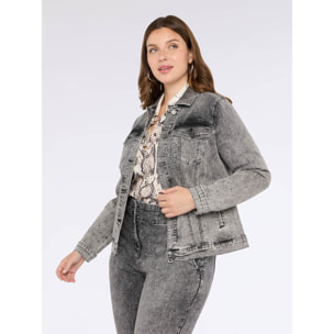 Fiorella Rubino - Chaqueta de mezclilla con detalles brillantes - Gris