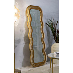 SPECCHIO DA MURO EMILY VELLUTO ORO CM 60X6X160 (MISURA SPECCHIO CM 42X144)