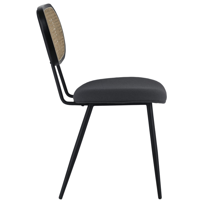 Lot de 2 chaises en cannage et tissu boucle gris ELENA