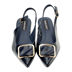 Ballerine in simil pelle verniciata con applicazione