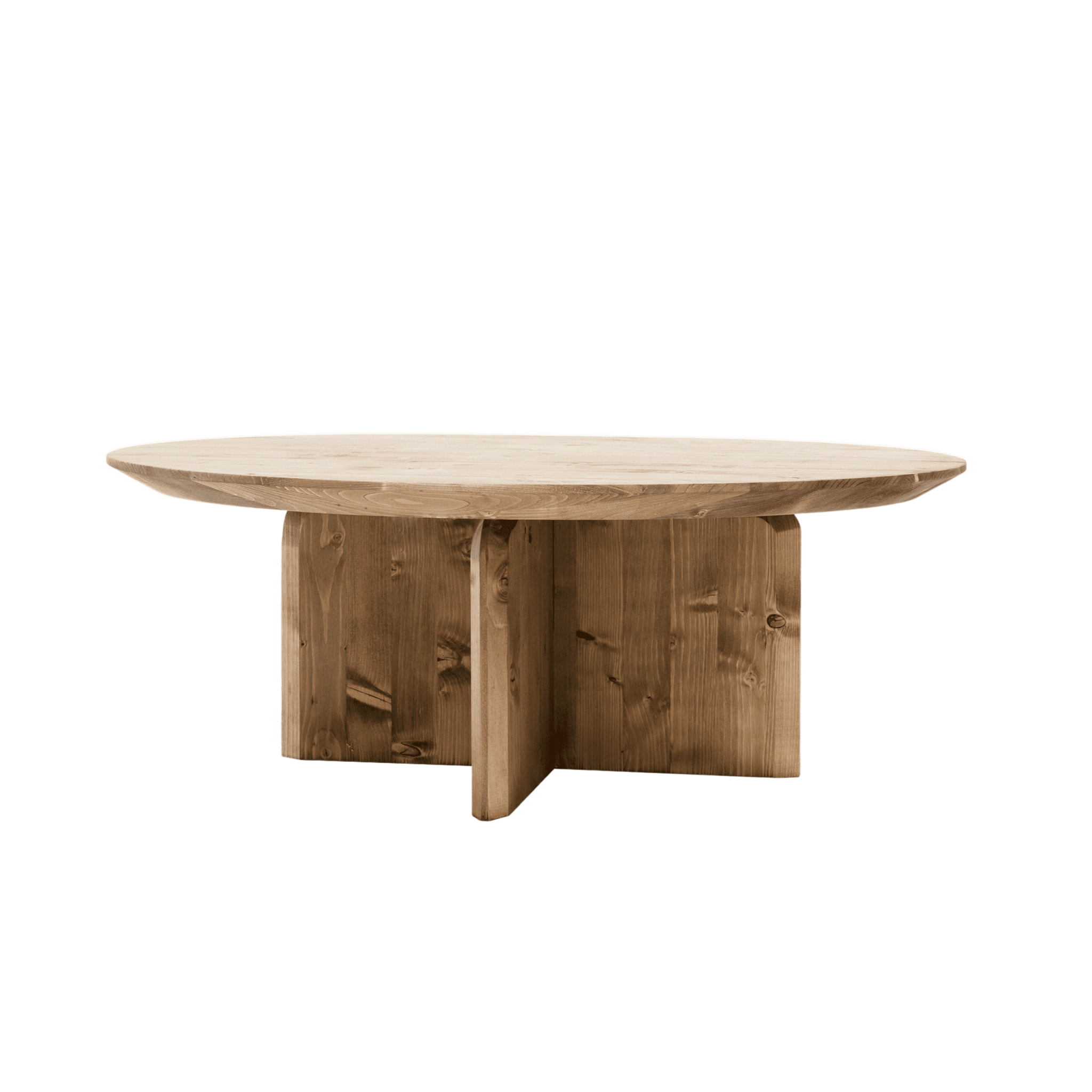 Mesa de centro redonda de madera maciza en tono roble oscuro de varias medidas