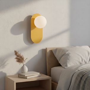 Lampada da parete Viva in acciaio arancione e vetro