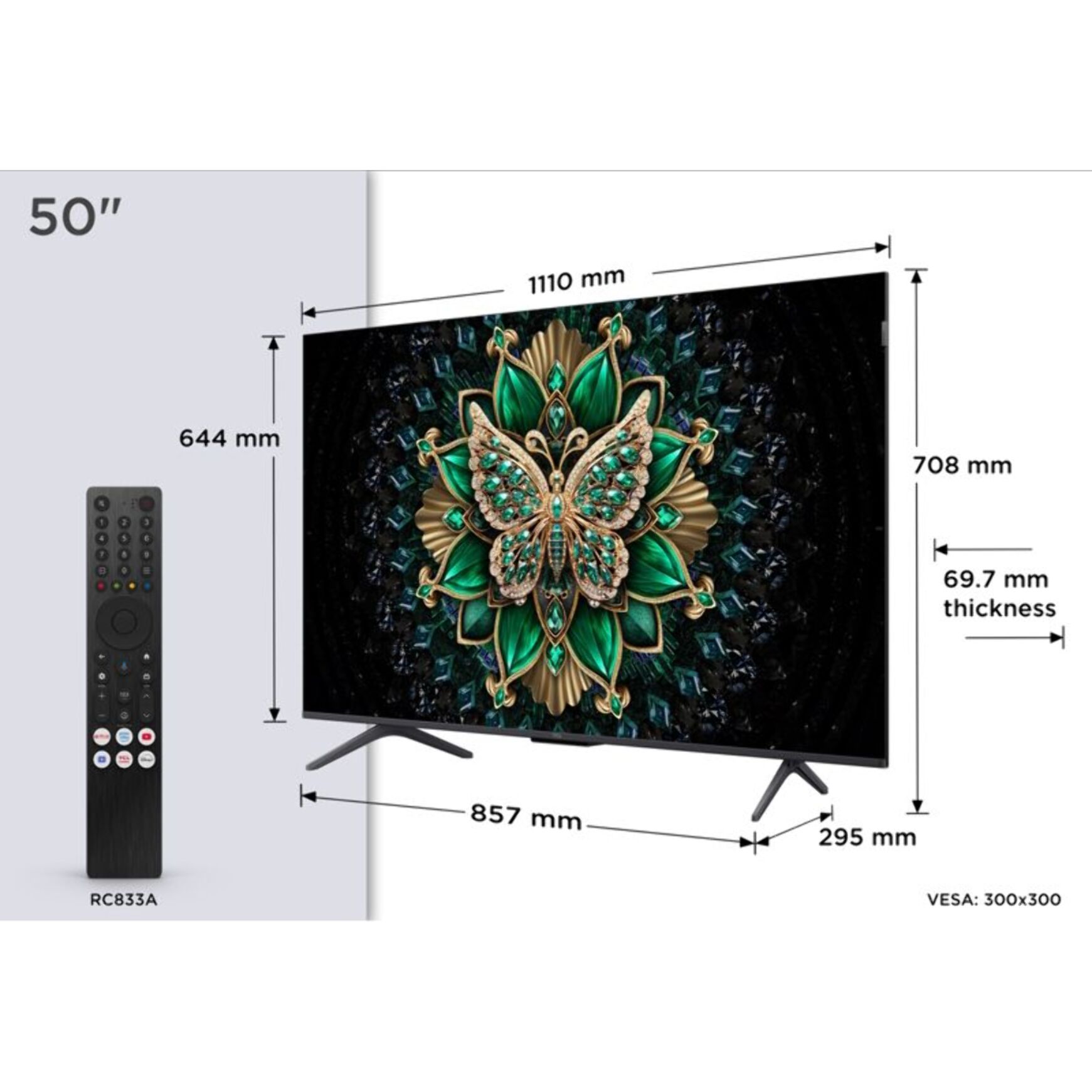 TV Mini Led TCL 50C69K 2025-50 pouces (126cm)
