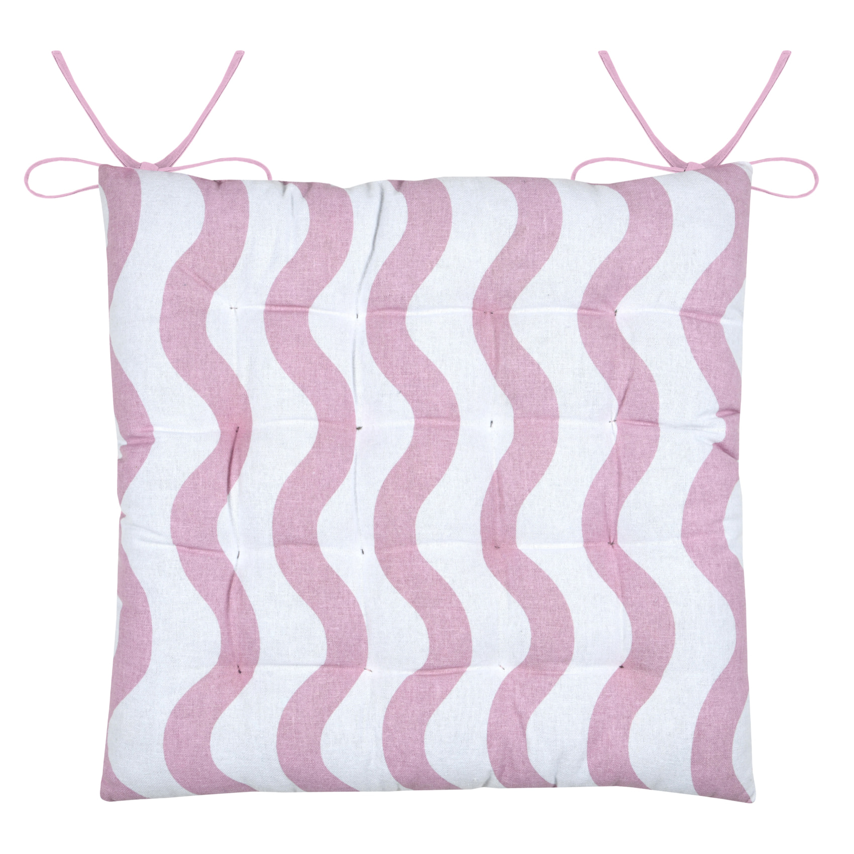 Galette de chaise polycoton matelassée ondulations - Rose