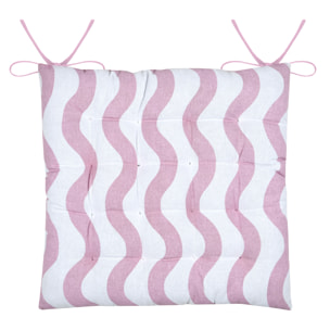 Galette de chaise polycoton matelassée ondulations - Rose