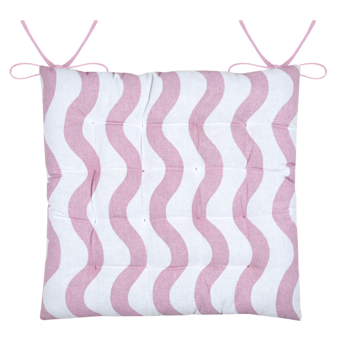 Galette de chaise polycoton matelassée ondulations - Rose