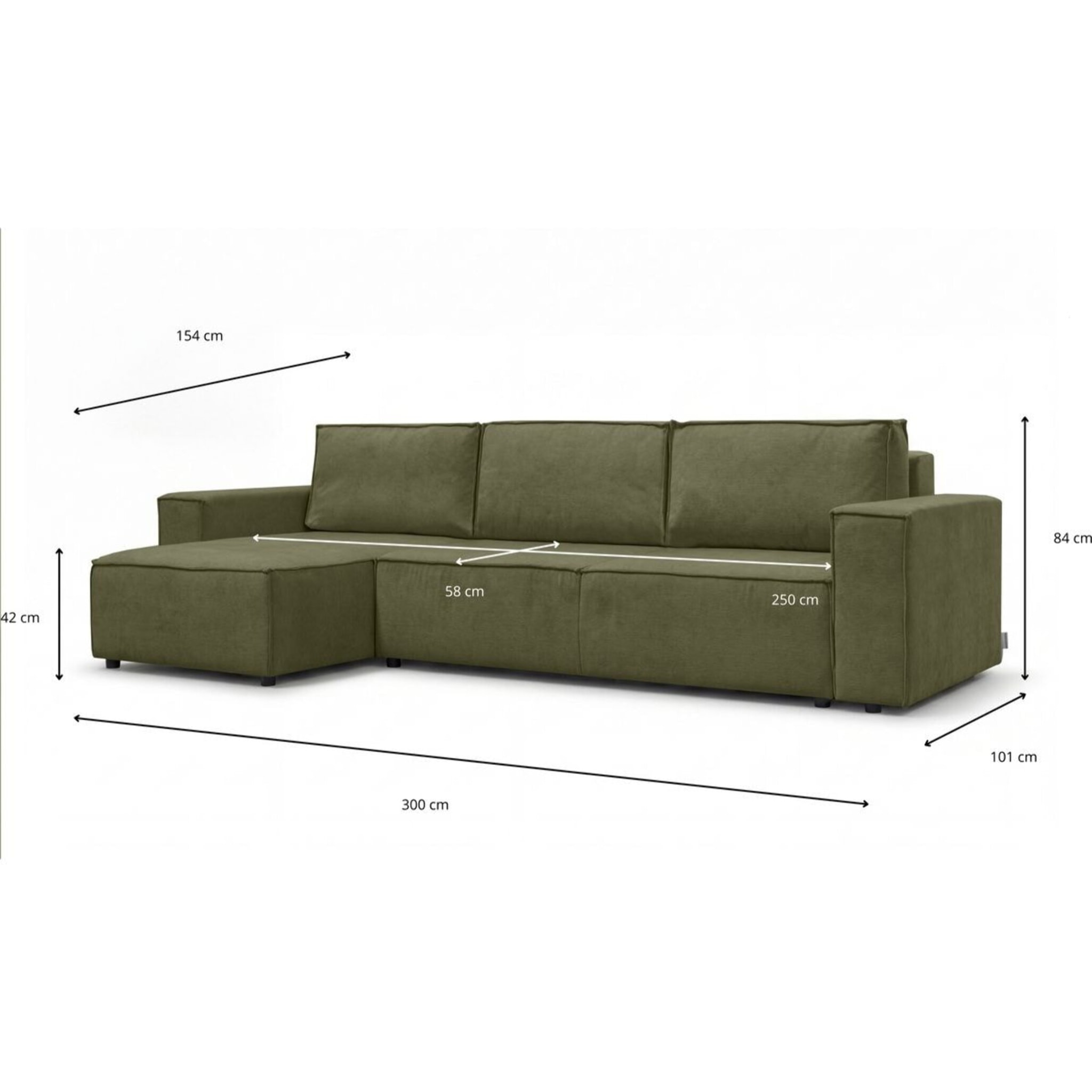 Canapé d'angle convertible 5 places en tissu chenille - HARPER