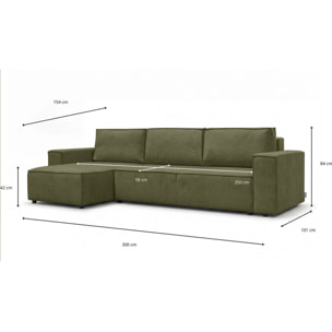 Canapé d'angle convertible 5 places en tissu chenille - HARPER