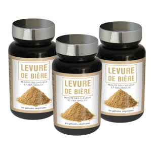 NUTRI EXPERT - Levure de bière - Beauté et santé des cheveux et des ongles - Concentré de nutriments - 60 gélules végétales - Cure 30 jours - Lot de 3