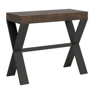 Consolle allungabile 90x40/196 cm Xenia Small Noce telaio Antracite.