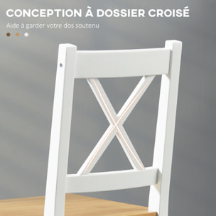 Lot de 4 chaises de salle à manger esprit campagne dossier croisé bois pin blanc