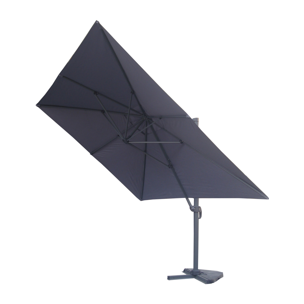 NAVIA Bundle parasol rectangulaire 3x4m déporté rotatif gris aluminium + housse