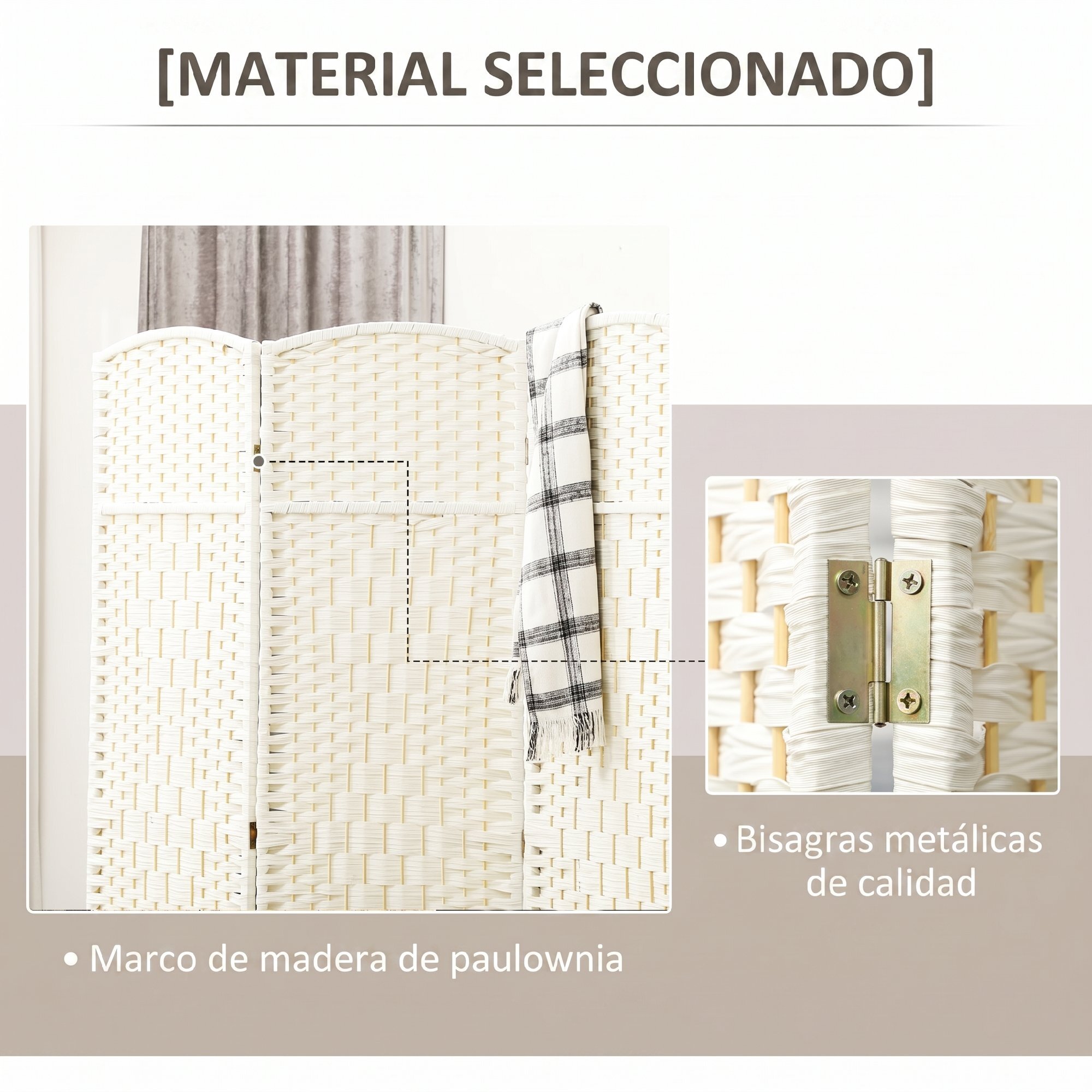 HOMCOM Biombo Plegable de 3 Paneles 135x180 cm Biombo Separador de Ambientes Pantalla de Privacidad de Polipropileno para Oficina Dormitorio Blanco
