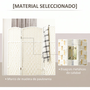 HOMCOM Biombo Plegable de 3 Paneles 135x180 cm Biombo Separador de Ambientes Pantalla de Privacidad de Polipropileno para Oficina Dormitorio Blanco