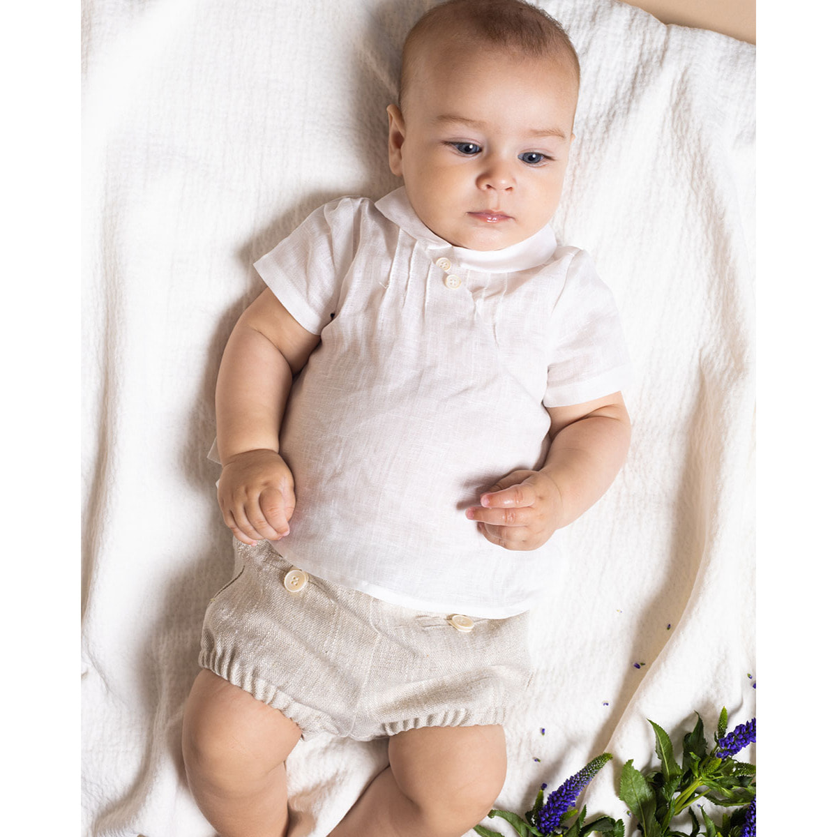 BERMUDA CORTA LINO RÚSTICO BEIGE