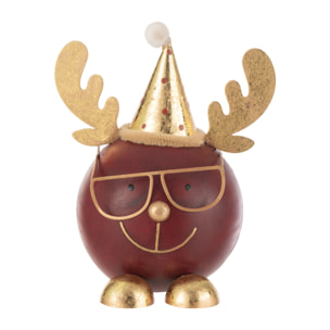 J-Line figurine Renne Tête Ronde + Lunettes - métal - rouille/doré - large