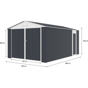 Garage métal "Houston" 15,36 m² - Anthracite