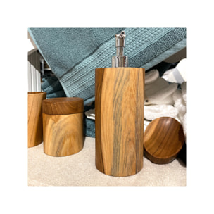 Distributeur savon cylindrique salle de bains en bois de teck - GORAN