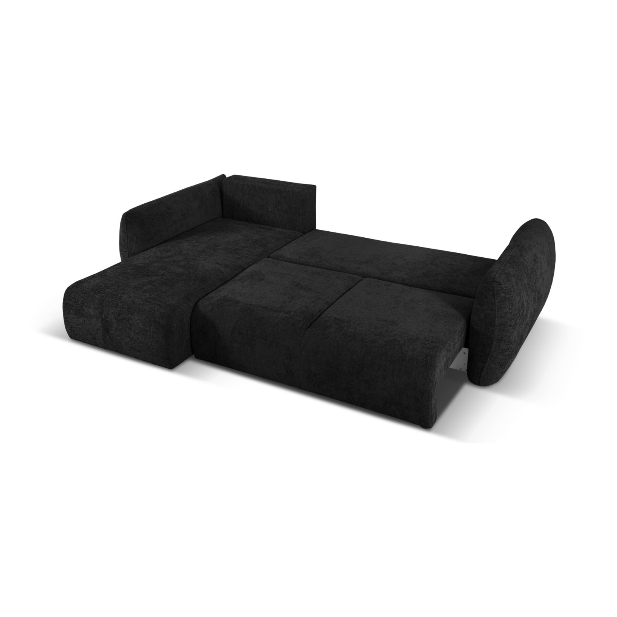 Canapé d'angle gauche convertible avec coffre de rangement "Matera" 4 places en chenille noir