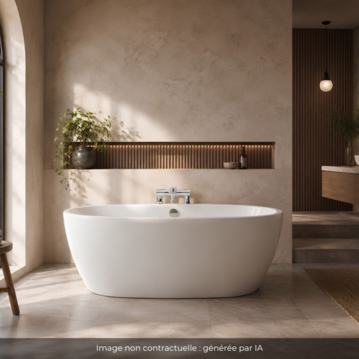 Mitigeur baignoire Simone + pommeau de douche Metro + flexible de douche lisse + colonnettes Idro'Flex