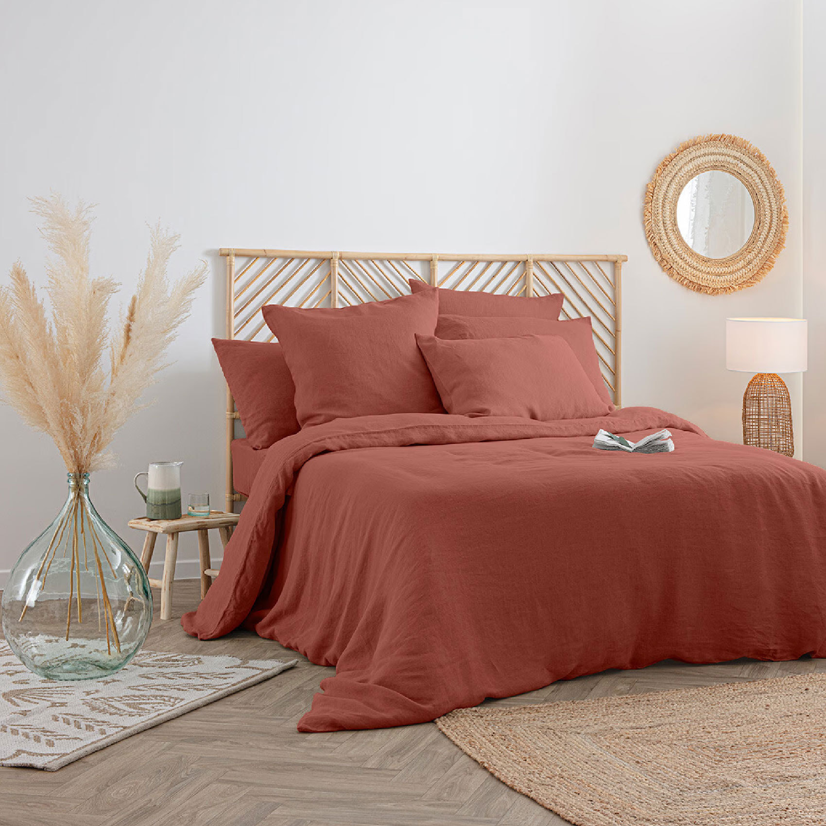 Housse de couette en 100% lin - Terracotta