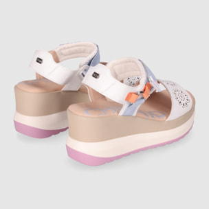 Sandalias de Piel Sintética - Blanco - Tacón: 7 cm