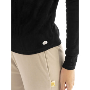 Camiseta de manga larga con cuello alto acanalada "Pearl" para mujer