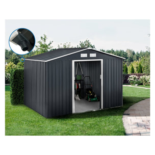 Abri de jardin métal - "Vegas" - 7,06 m² avec gouttière - Gris
