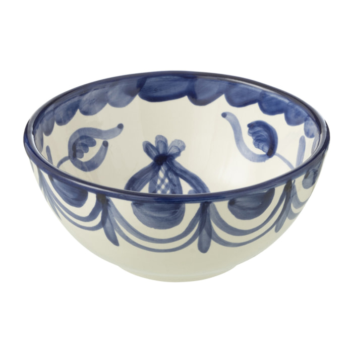 J-Line bol Granada High - céramique - blanc/bleu - small - Ø 14 cm