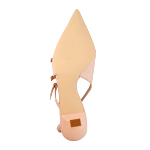 Dècolletè slingback verniciate con tacco basso a rocchetto e fibbiette